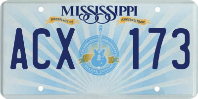 MS license plate ACX173