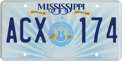 MS license plate ACX174
