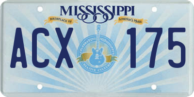 MS license plate ACX175