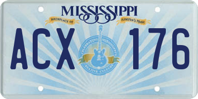MS license plate ACX176