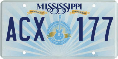 MS license plate ACX177