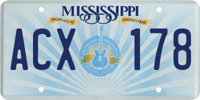 MS license plate ACX178