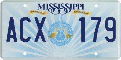 MS license plate ACX179