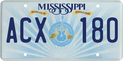 MS license plate ACX180