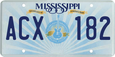 MS license plate ACX182