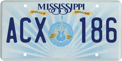 MS license plate ACX186