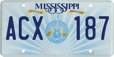 MS license plate ACX187