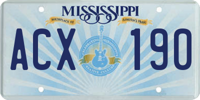 MS license plate ACX190