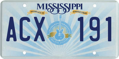MS license plate ACX191
