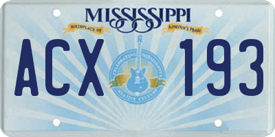 MS license plate ACX193
