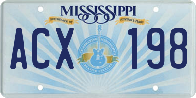 MS license plate ACX198