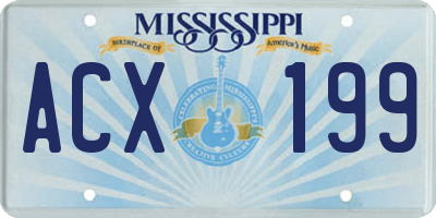 MS license plate ACX199