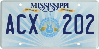 MS license plate ACX202