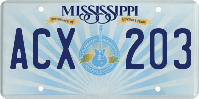 MS license plate ACX203
