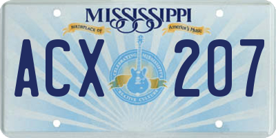MS license plate ACX207