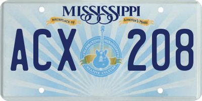 MS license plate ACX208