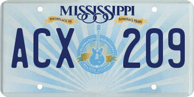 MS license plate ACX209
