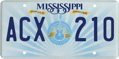 MS license plate ACX210