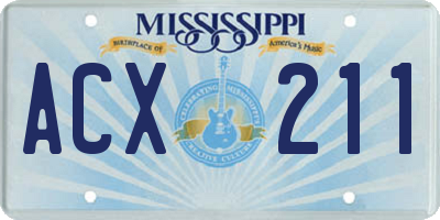 MS license plate ACX211