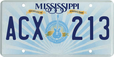 MS license plate ACX213