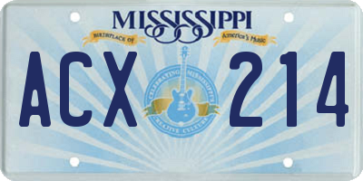 MS license plate ACX214