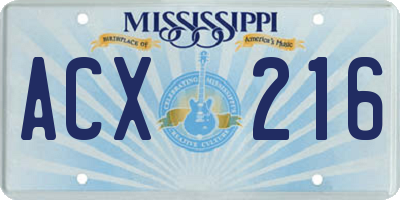 MS license plate ACX216