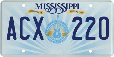 MS license plate ACX220