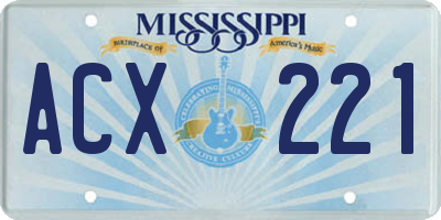 MS license plate ACX221