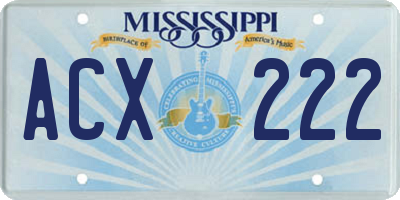 MS license plate ACX222