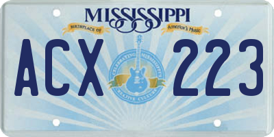 MS license plate ACX223