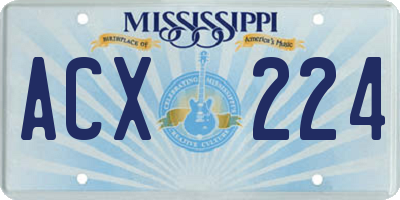 MS license plate ACX224