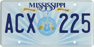 MS license plate ACX225