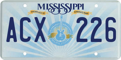 MS license plate ACX226