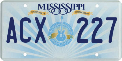 MS license plate ACX227