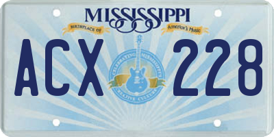 MS license plate ACX228