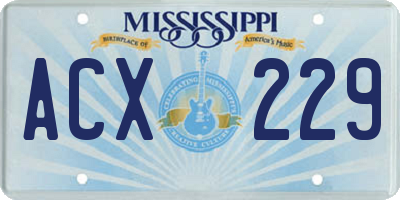 MS license plate ACX229