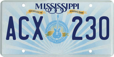MS license plate ACX230
