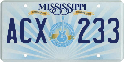 MS license plate ACX233