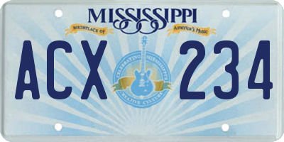 MS license plate ACX234