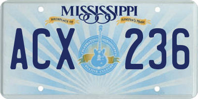 MS license plate ACX236
