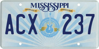 MS license plate ACX237