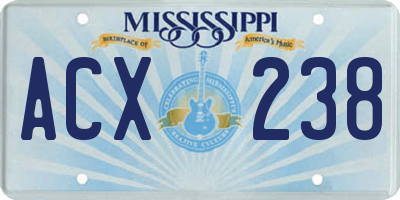 MS license plate ACX238