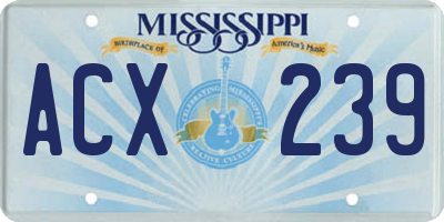 MS license plate ACX239