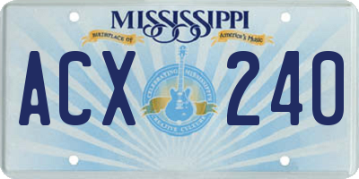 MS license plate ACX240