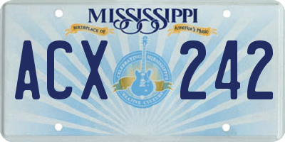 MS license plate ACX242
