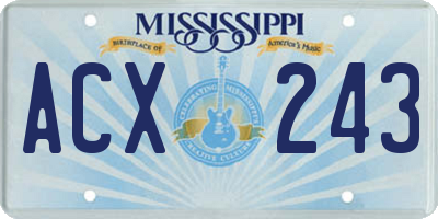MS license plate ACX243