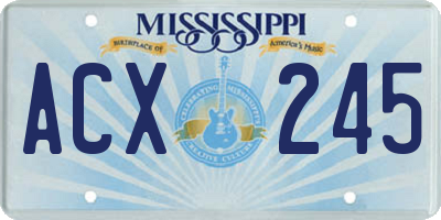 MS license plate ACX245