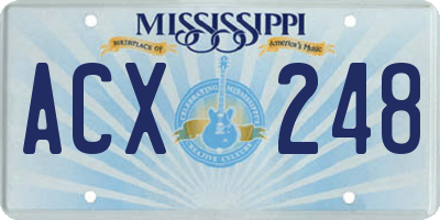 MS license plate ACX248