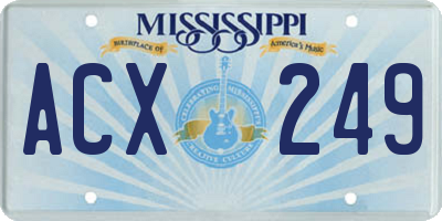 MS license plate ACX249
