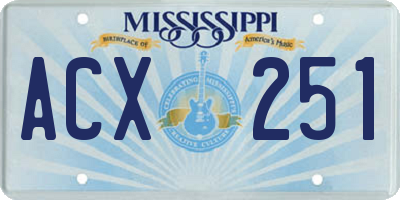 MS license plate ACX251